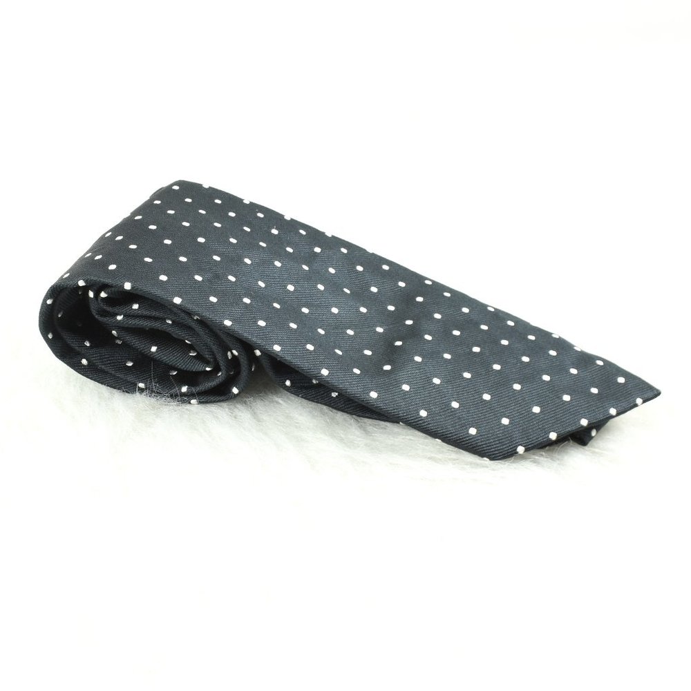 Westbury Mens 100% Silk Black & White Polka Dot Tie